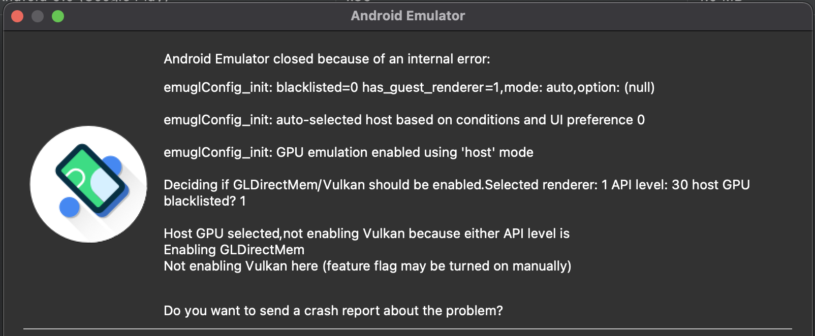 android studio emulator not working mac os